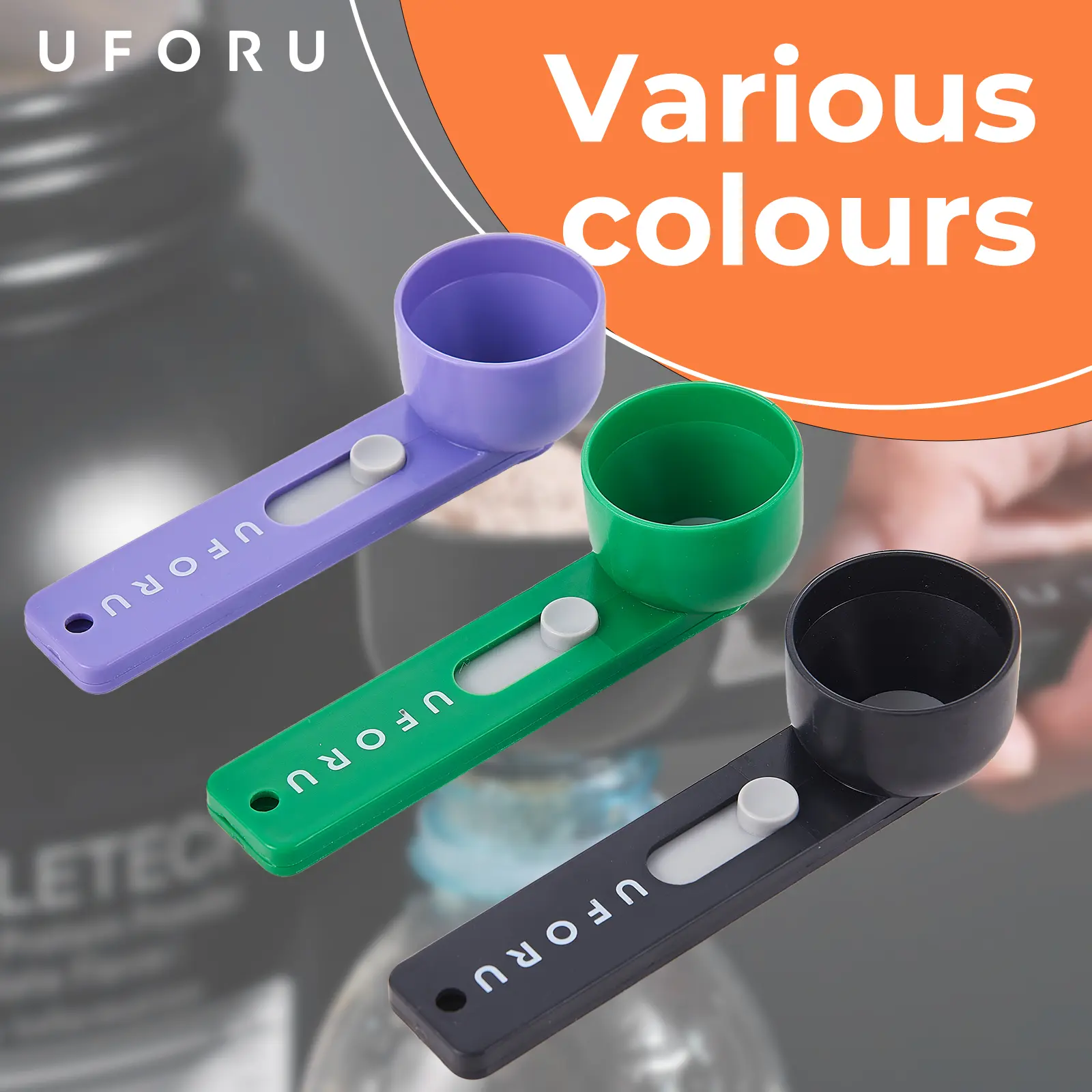 UFORU Kitchen Multi-Purpose Measuring Scoop Utensils with Built-In Funnel - 1tbsp Tablespoon Size Pre-Workout Tool, Snapfit Quick Lock, Controlled Dispensing for Narrow Bottles, Creatine, Baking Soda (Not for Protein Powder) #SummerWins
