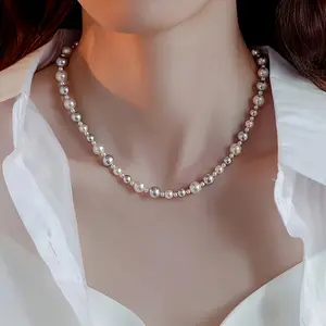 Women's Elegant Freshwater Pearl Necklace, Classic Style, Versatile And Elegant Accessory, Elegant Pearl Necklace With Shell - Simple And Sexy Style, Suitable For Daily And Party Occasions, Perfect Valentine's Day Gift, Suitable For All Seasons