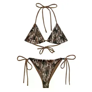 Duck Hunting Forest Camouflage Triangle Bikini Set, Two Piece Bikini, Duck Camouflage Swimwear
