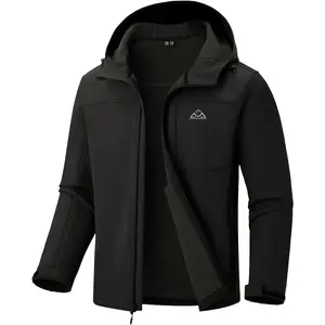 Rdruko Men's Winter Jackets Fleece Lined Hooded Water Resistant Insulated Windbreaker Softshell Jacket for Outdoor Hiking