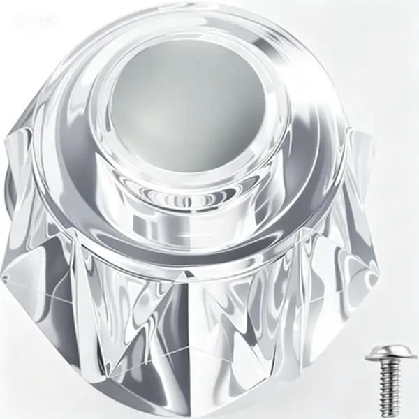 Acrylic Shower Knob Replacement, Compatible Delta 1300 1400 1600 Series Faucets, Shower Handle with Button and Screw, Single Tub Faucet Handle, Clear Acrylic Knob Part