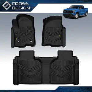 CROSSDESIGN TPE Floor Mats Fit For 2007-2025 Chevrolet Silverado/gmc Sierra Crew Cab 1500 2500 3500 Floormats-3PCS Black