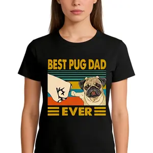 Best Pug Dad Ever T-Shirt Organic Cotton Universal Fit Short Sleeve Round Neck Father's Day Gift for Dog Lovers Machine Washable All Seasons Menswear Top - Tshirt, Big