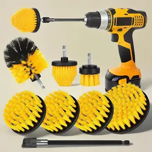 1 set of 8 counts Drill Brush Attachment Tools Set without Drill, Power Scrubber Brushes Kit, Durable Power Scrubber, Drill Brush Cleaning Kit for Bathroom Kitchen Car