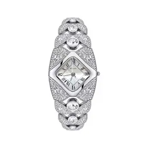 Elegant Full Crystal Bangle Bracelet Watch Women Premium Stainless Steel Quartz Wristwatch 30M Water-Resistant Stylish Bling Jewelry Perfect Gift