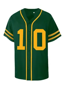 Women's Letter Embroidery Baseball Jersey,Green Bay #10 Baseball Shirt Casual Breathable Quick Drying V Neck Baseball Top for Training Competition,Women's Sportswear for All Seasons