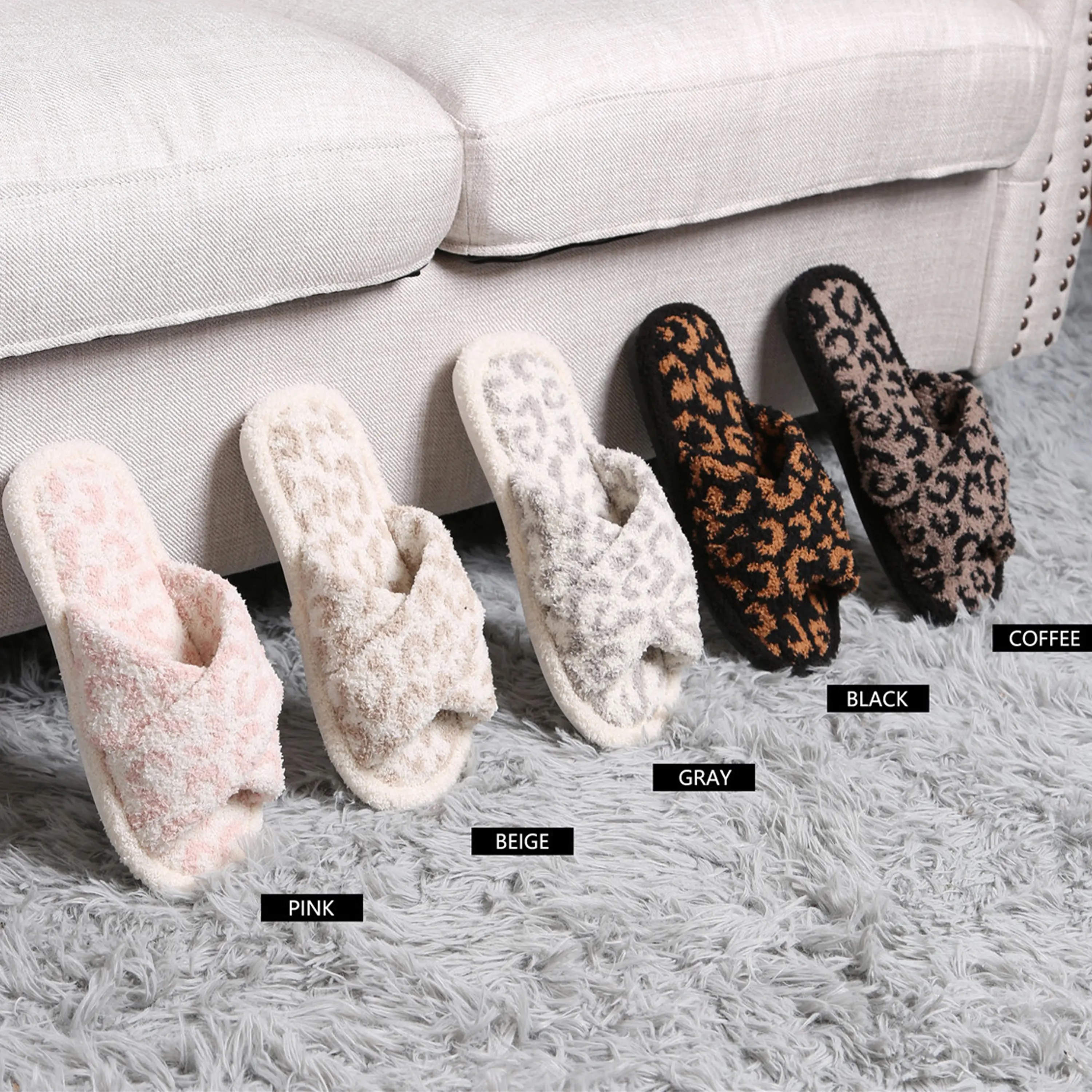 ComfyLuxe Leopard Pattern Luxury Soft Criss-Cross Slippers