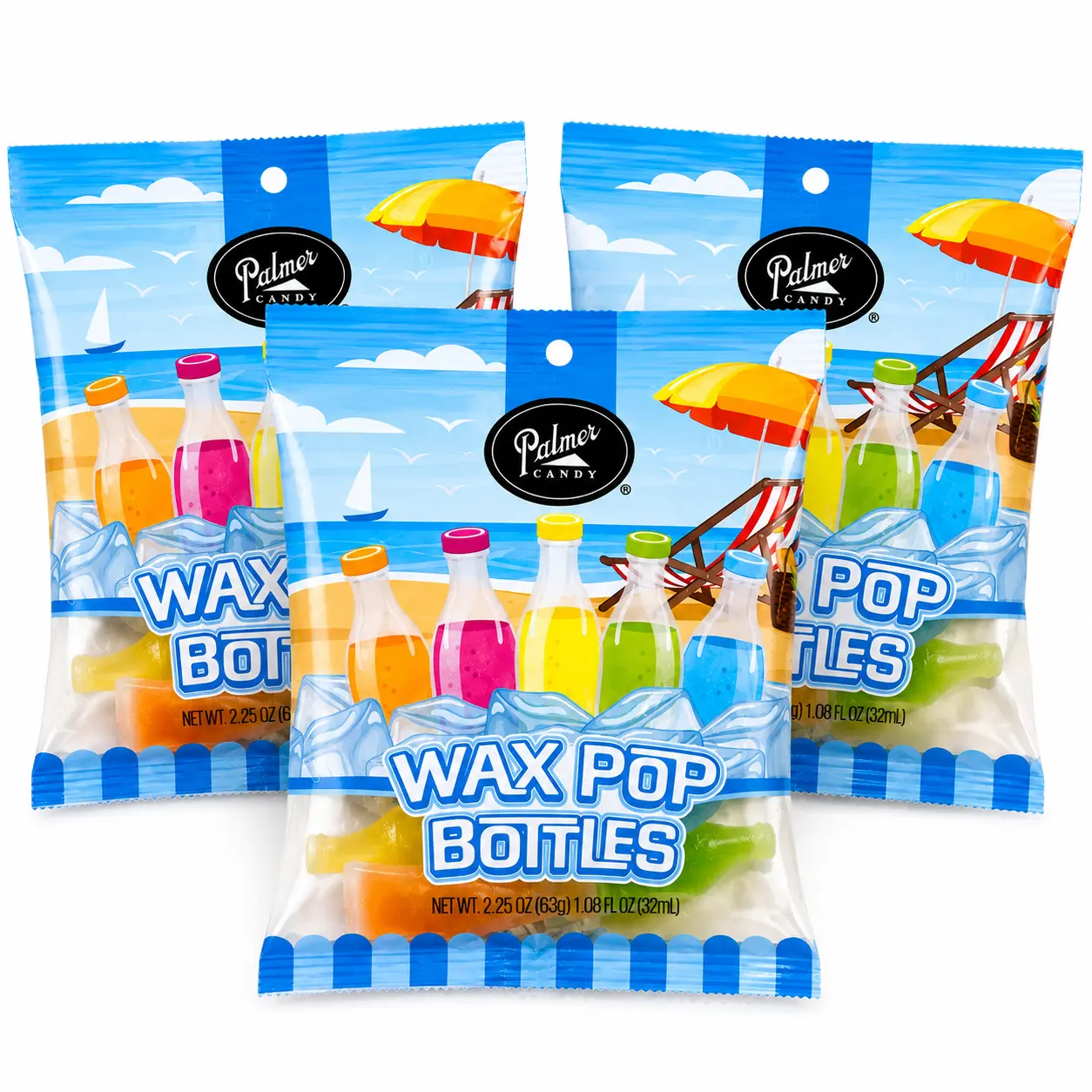 Palmer Vintage Wax Bottle Candy 2.25oz Bag – Old School Halloween Candy, 80s & 90s Nostalgic Treats, Party Bag, Mini Drinks Sweet Bonbon