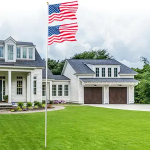 Outvita 20 ft. Aluminum Sectional Flag Pole with 3 ft. x 5 ft. American Flag for Outside House, Residential or Commerical