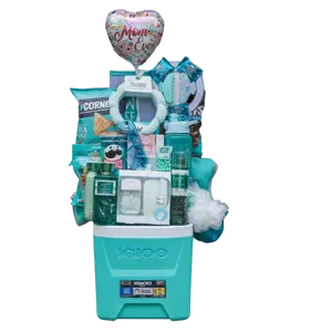 Mom's Ultimate Chill Box - IGLOO Cooler with Snacks, Beauty Essentials, and Heartfelt Balloon for Relaxation and Fun