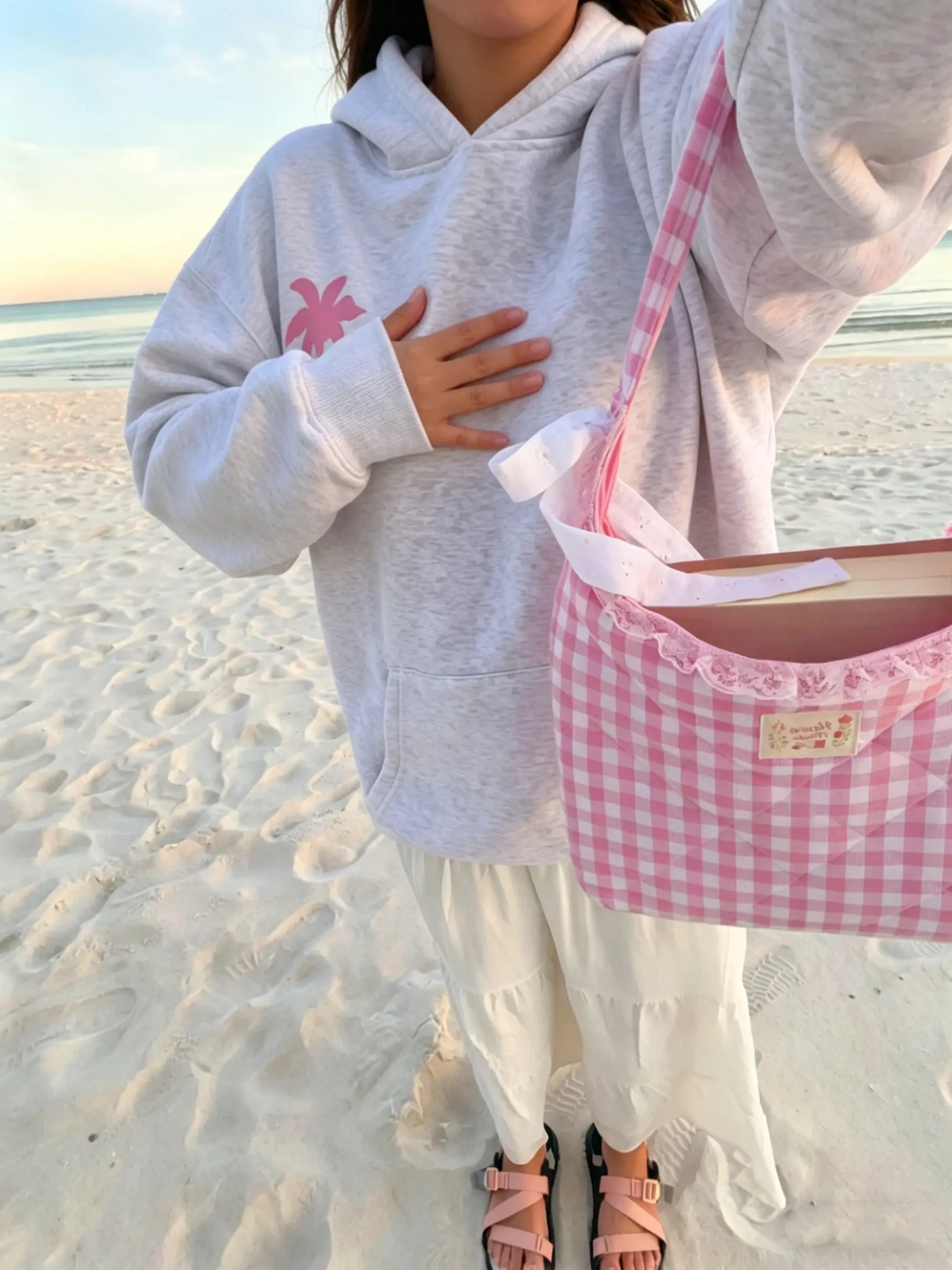 Tropical vibe vintage hoodie featuring simple palm tree embroidery; a casual, cute beach-style essential that suits both men and women—an ideal gift for Mother’s Day and Independence Day.