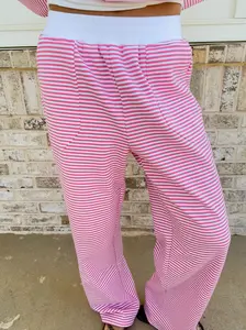 Dark Pink and White Big Striped Sweatpants