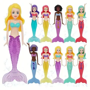 4/5 Pcs Mermaid Diving Toys, Transparent Mermaid Bath Dolls, Solid Color Black & White Mermaid Decorations, Summer Water Entertainment Fun