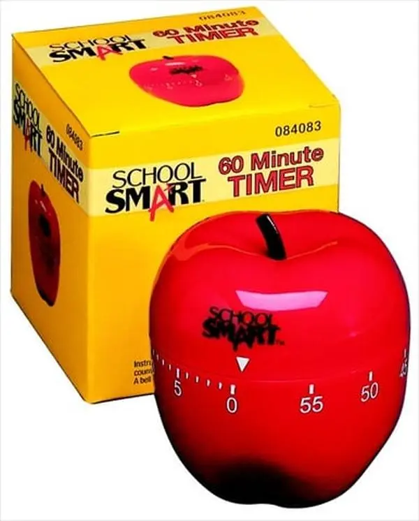 School Smart 084083 Apple Shaped Timer With Bell- 60 Min.
