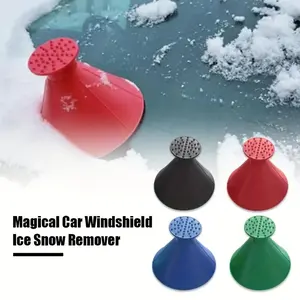 4-piece set of round plastic snow shovel car magic ice scraper funnel windshield snow scraper artifact Portable