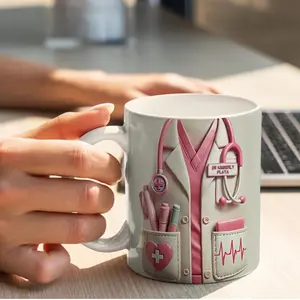 Doctor Nurse Mug & Stethoscope Design, Reusable Coffee Cup, Travel Mug, Perfect Gift for Doctors Nurses Medical Students, Home Office Hospital Use