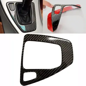 Soft Carbon Fiber Car Control Gear Box Shift Knob Panel Frame Cover Sticker Interior Trim Compatible with BMW E90 E92 E93 3 Series 2005-2012 323 325 328 330 335