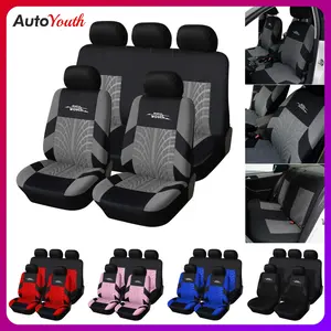 5-Seater Car Seat Covers Universal for Car Front & Rear Seats, Fabric Stylish Breathable Car Seat Protectors, Airbag Compatible, Fits Most Vehicles, Car Interior Accessories