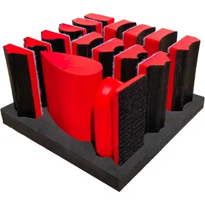 16-Piece Contoured Profile Hand Sanding Block Set with Hook and Loop Interchangeable Assorted Shapes Interchangeable Assorted Convex & Concave Shapes for Woodworking Furniture, Auto Paint and Crafts