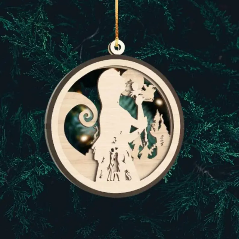 Christmas Coloring Ornament - Sally and Santa's Sleigh
