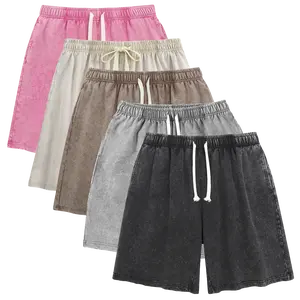 Men’s 3-Pack Heavyweight Cotton Acid Wash Vintage Sweat Shorts – Relaxed Cut Men’s Shorts, Elastic Waist, Drawstring, Deep Pockets for Gym, Streetwear