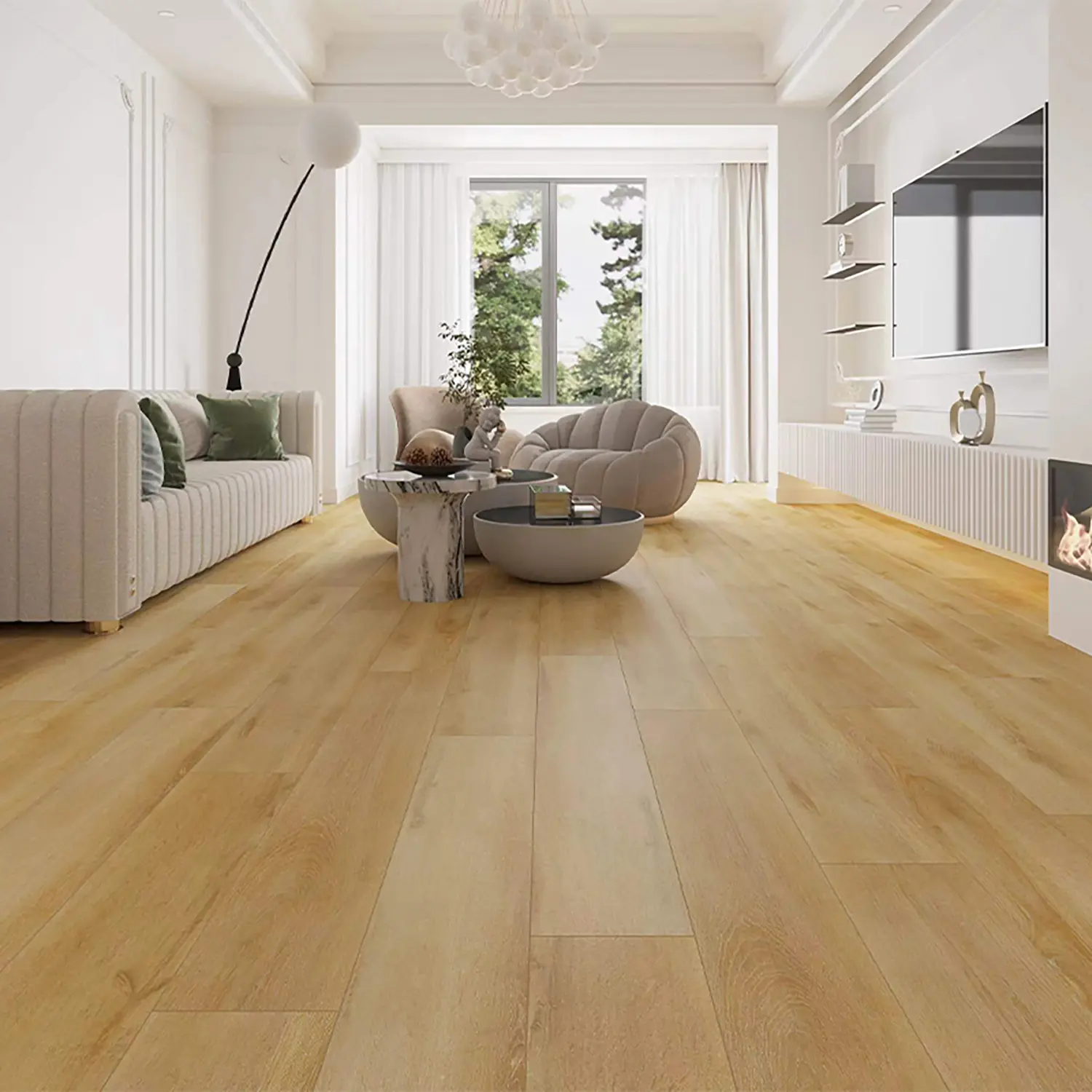 ELEME FLOORING 0.4 in. x 7.68 in. W x 47.83 in. L Waterproof Black Core Laminate Flooring ISLE SERIES (20.24sqft/box) - 11001