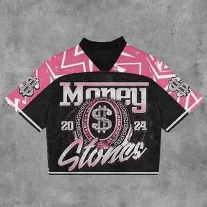 Blokette Money No.98 Blokecore V-Neck T-Shirt Football V-Neck Retro Summer Trendy Baseball Jersey Shirt Gift For Him Gift For Her Birthday, Baseball Jersey Outfit, AOP Merch, Outfit for Baseball Shirt Fan