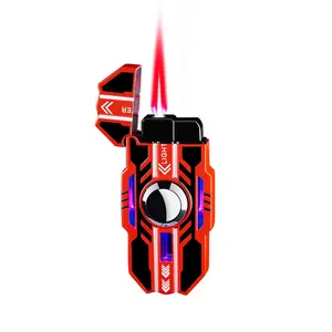 Mecha-shaped Rotatable Light-Up Windproof Lighter Gift for Boyfriend Rotating Red