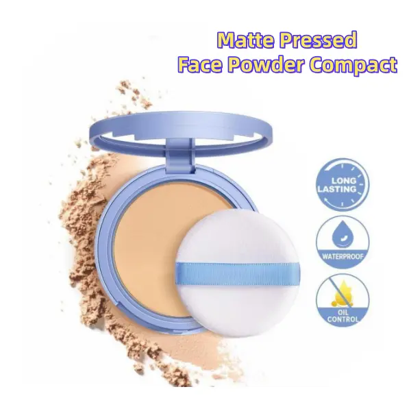 Oil Control Pressed Powder Compact - Lightweight Matte Finish Makeup with Mirror for Oily, Combination & Normal Skin, Water-Resistant for Daily Use, Cosmetic, Beauty Products, Brush, Fair, Adults, Light-To-Medium Skin Tones