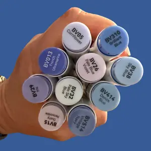 Ohuhu Blue Violets Honolulu B Brush/Fine Tip Marker Single Color BV310 Brilliant Blue Alcohol Marker for Artists