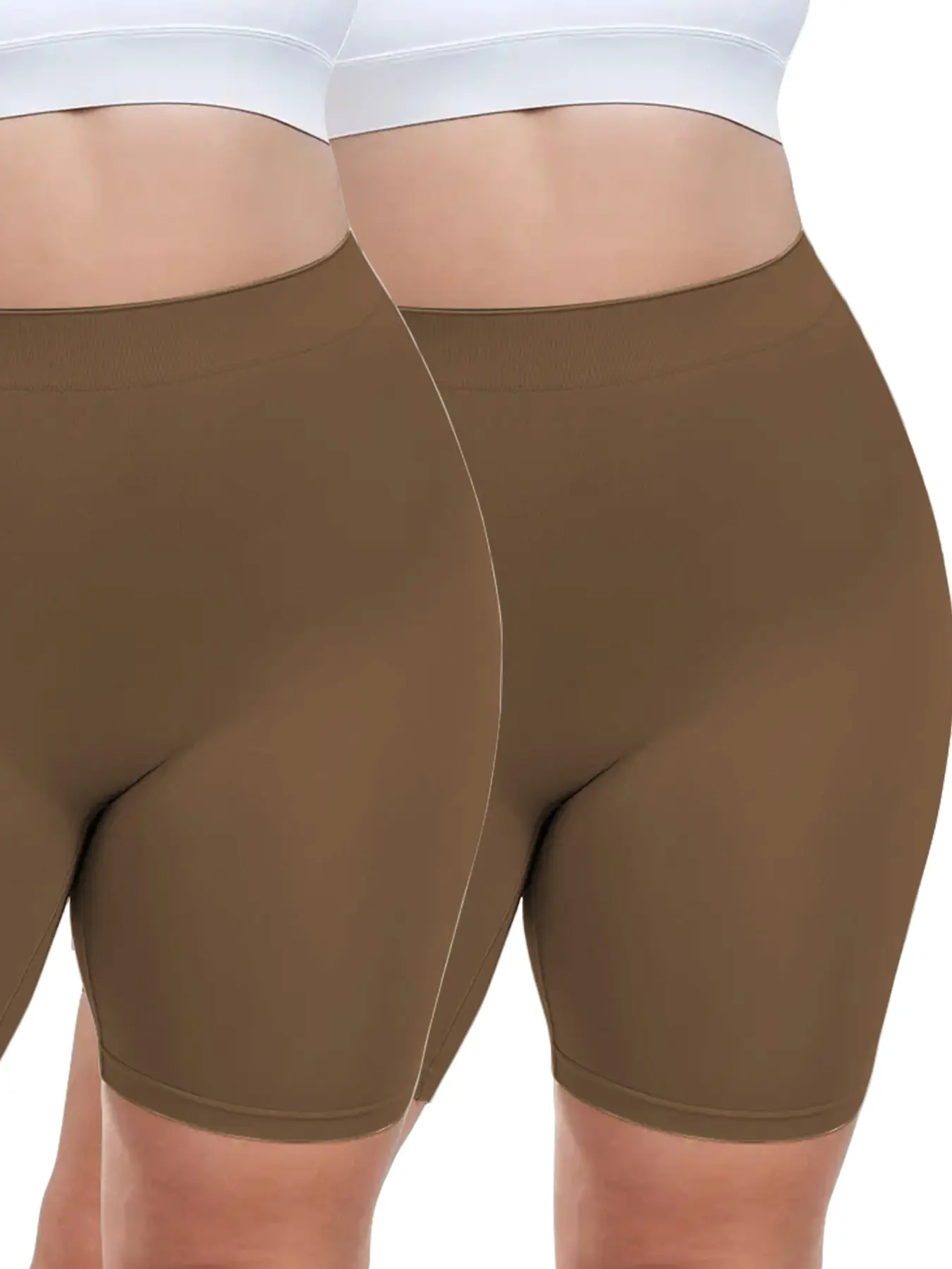 2 Pack Plus Size Body Shaping Shorts, Womenswear, Shapewear, Breathable Body Shaper, Underwear, Garment, All Season Casual Minimalist Tight-Fitting Design, Lightweight, Breathable and Comfortable Kint Fabric