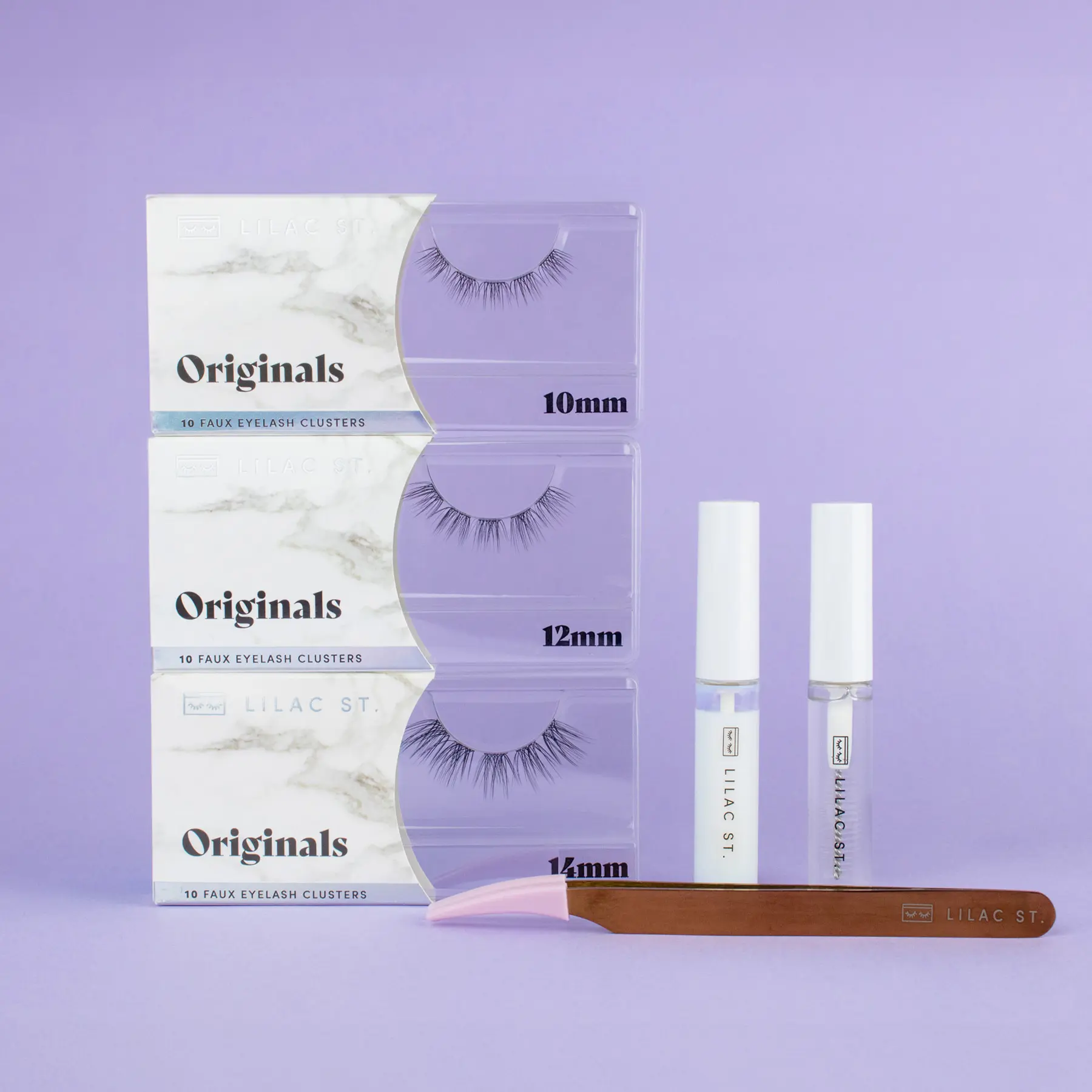 Lilac St. DIY Lash Extensions, Intro Starter Kit, 30 Individual Lash Clusters, Bond & Seal, Applicator for At-Home Longwear Lash Cluster Extensions Eyelashes Water Proof