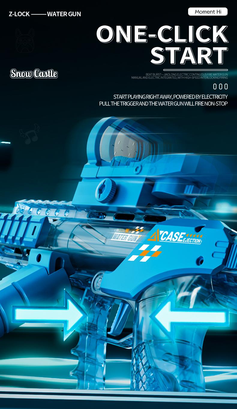  Flood Dragon Automatic Electric WaterGun IP67 Waterproof, with Large Capacity Powerful Spray Super LongShooting & Lighting Function USB Charging CableDurable FlameSpray , SummerParty Outdoor Pool and beach toys