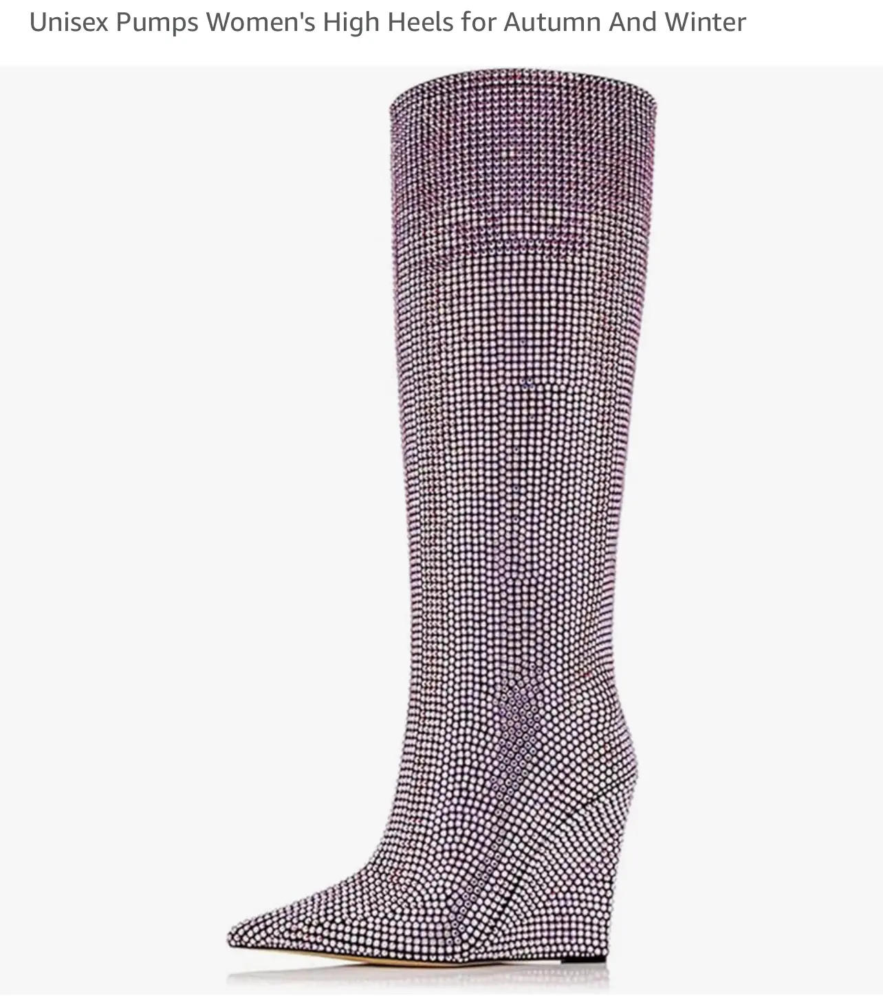 Dazzling Silver Rhinestone Knee-High Boots – Glamorous Statement Footwear – Size 8