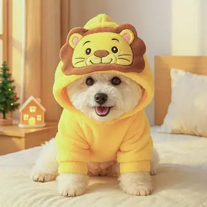 Cute Lion Costume Hoodie for Small Pets, Thick Warm Winter Outfit