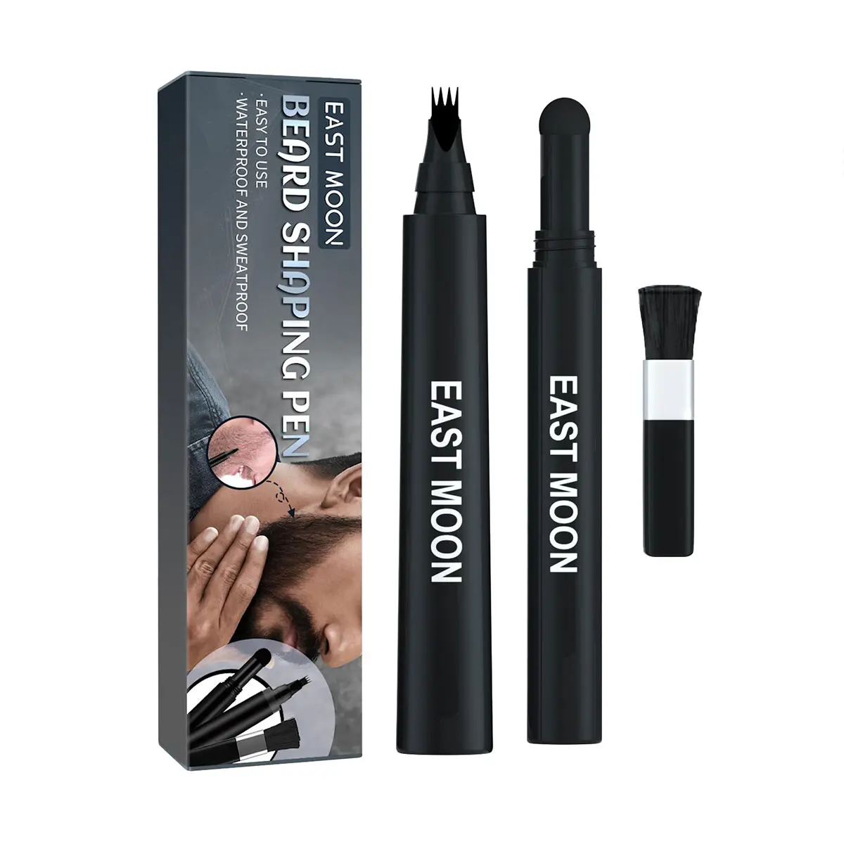 East Moon Beard Definer Marker - Multi-Use Tool for Sharp Natural Beard Style Waterproof & Sweatproof Beard Care Pen with Precision Tip