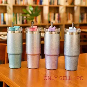 Double-Wall Stainless Steel Thermo Tumbler with Straw - Vacuum Insulated Travel Mug, Leak-Proof Lid for Hot & Cold Drinks, Trendy Colors for Students & Professionals