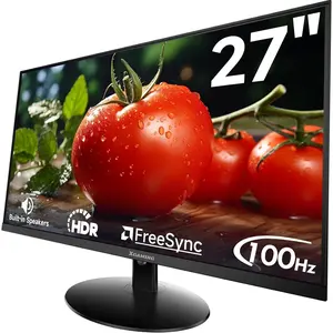 27 Inch Monitor with Ultra-Thin and 3-Side Frameless Panel, FHD 1080P 100Hz Gaming Monitor with Audio Output, Speakers, 1ms MPRT, 99% sRGB, Eye Care, HDMI, VGA, VESA