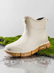 Men's Waterproof Anti-Slip Fashion Rain Boots, Outdoor Garden Shoes, Soft Comfortable Casual Rubber Sole, All Seasons, Waterproof Outdoor Footwear