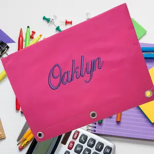 Custom Embroidered 3 Ring Pencil Pouches
