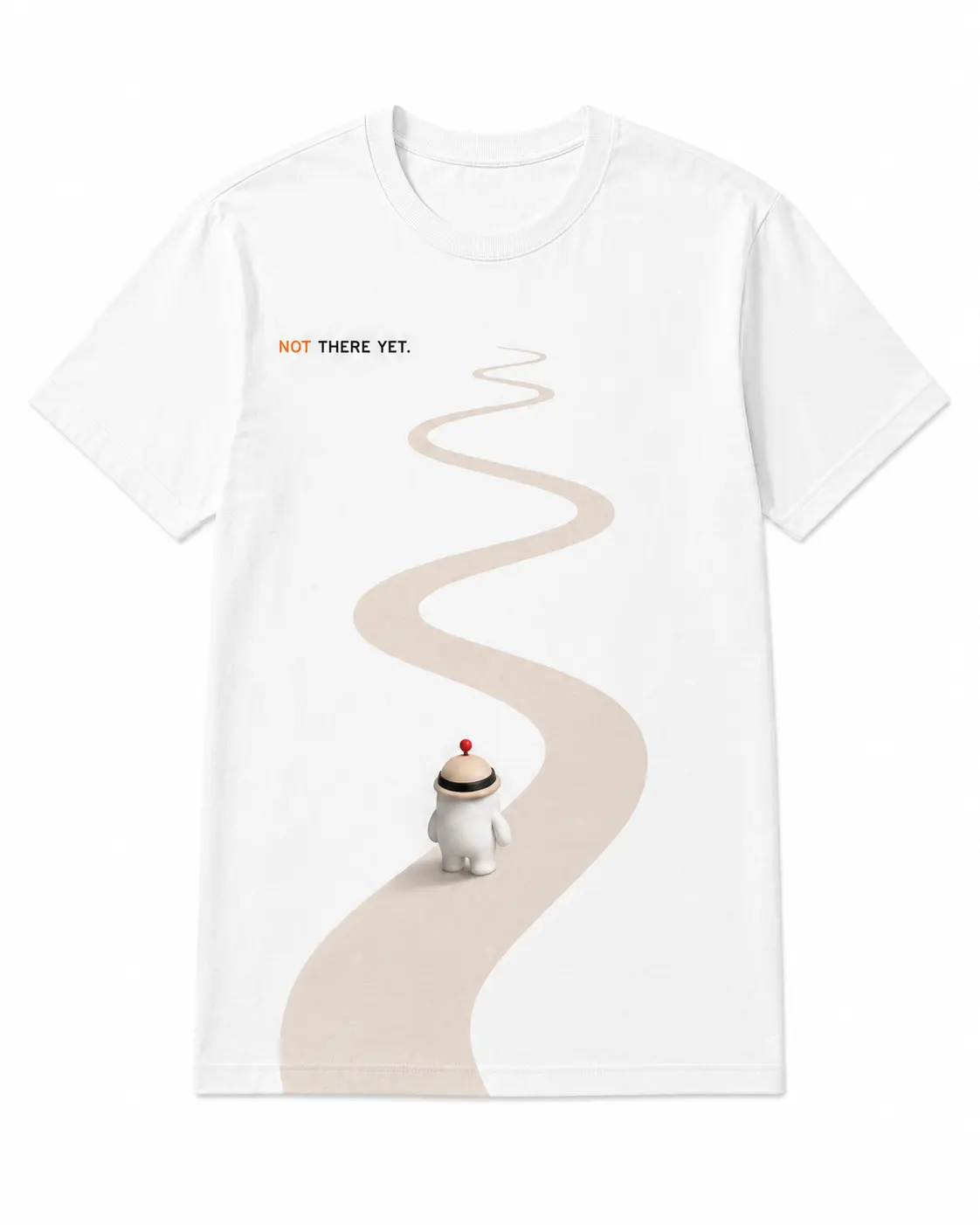 Unisex 100% Cotton Classic Original Short-Sleeve Round Neck T-Shirt, Soft Oversized Streetwear with MiniGame Not There Yet Winding Road Graphic, Minimal Motivation Journey Print Casual Top for Men, Shortsleeve
