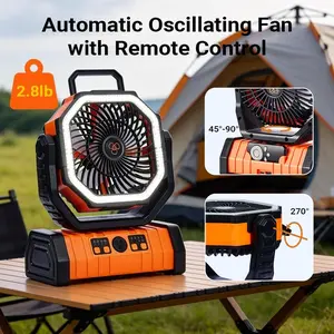 Qawtor Camping Fan with 20000mAh Battery – Rechargeable & Portable Tent Fan with Remote Control, 4 Speeds, Hanging Hook, Cordless Outdoor Fan Orange, Summervibes, Fathersdaygift