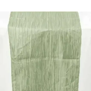 Taffeta Table Runner 12"x108" Sage Green - Accordion Crinkle Table Linen