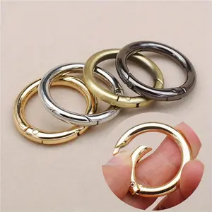 [5pcs Metal O-ring Buckle] 5pcs/lot Metal O-ring, spring buckle, can be opened, round safety buckle, keychain, bag clip hook, bag chains, dog chain buckle, DIY connector, DIY Wallet Making