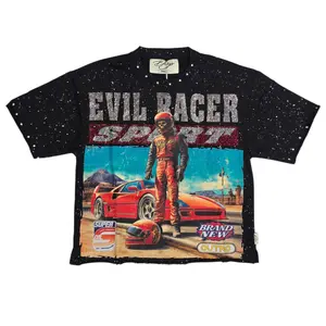 BKYS MEN'S EVIL RACER CROPPED T-SHIRT BLACK