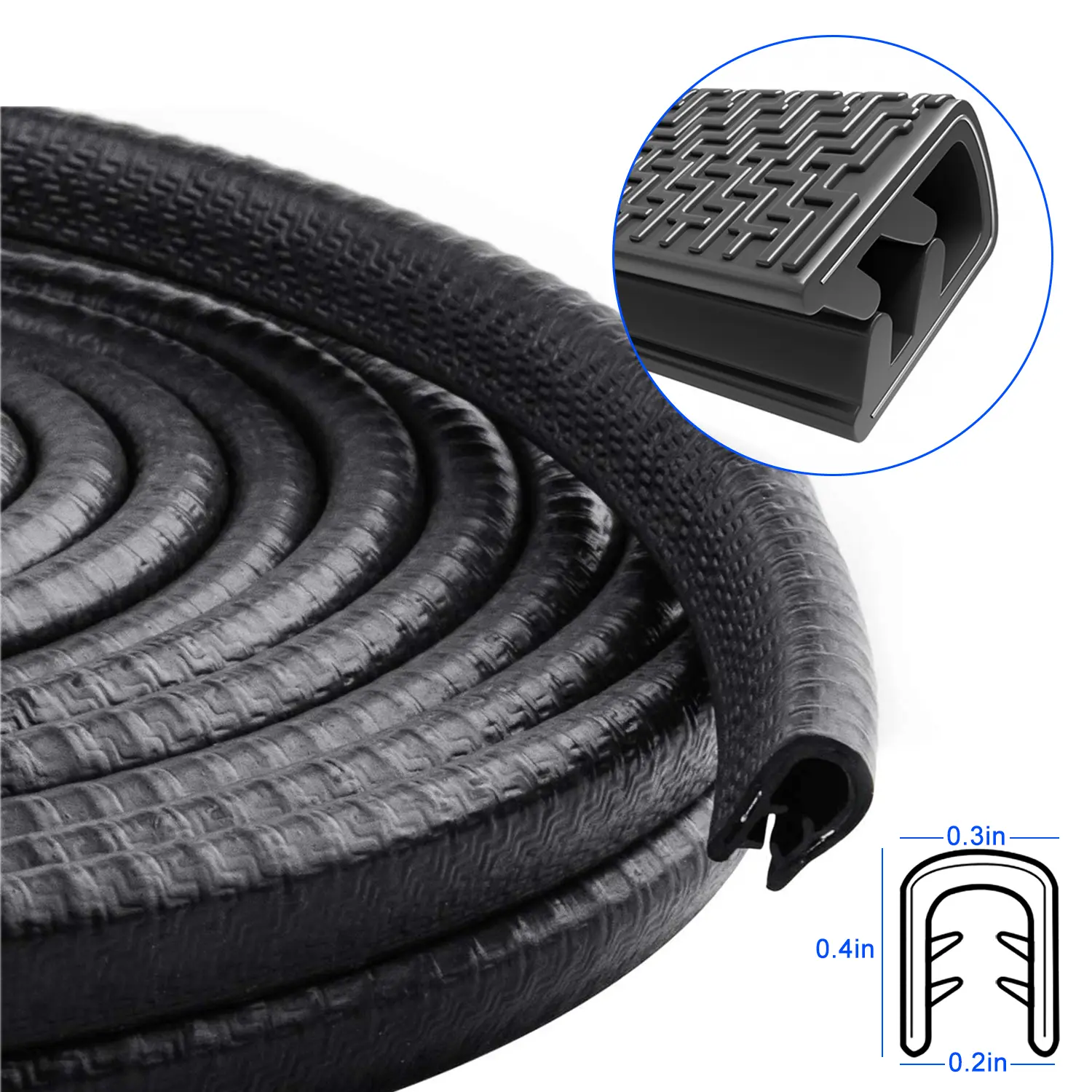 16Ft Black Rubber Edge Protector – U-Channel Seal Trim for Car Doors/Steel Plates/Panels/Hatches/Table Corners