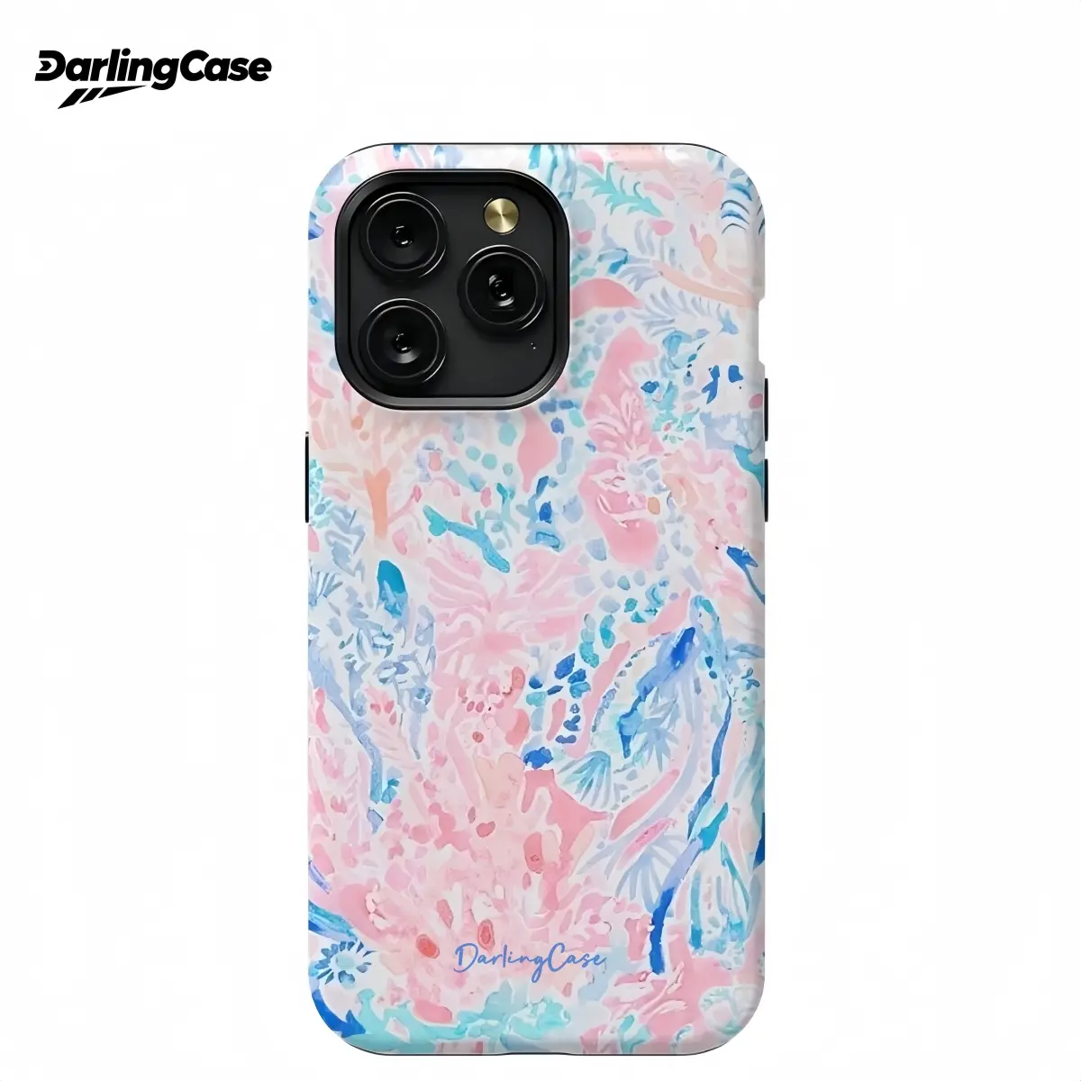DarlingCase Watercolor Coral Reef Phone Case for iphone 17 pro max cases girls - phone case iphone 16 Preppy Coastal Granddaughter Aesthetic, Pink Blue Pastel Floral Tropical Protective Case for Women Girls, Electronic Rechargeable casing screen protector