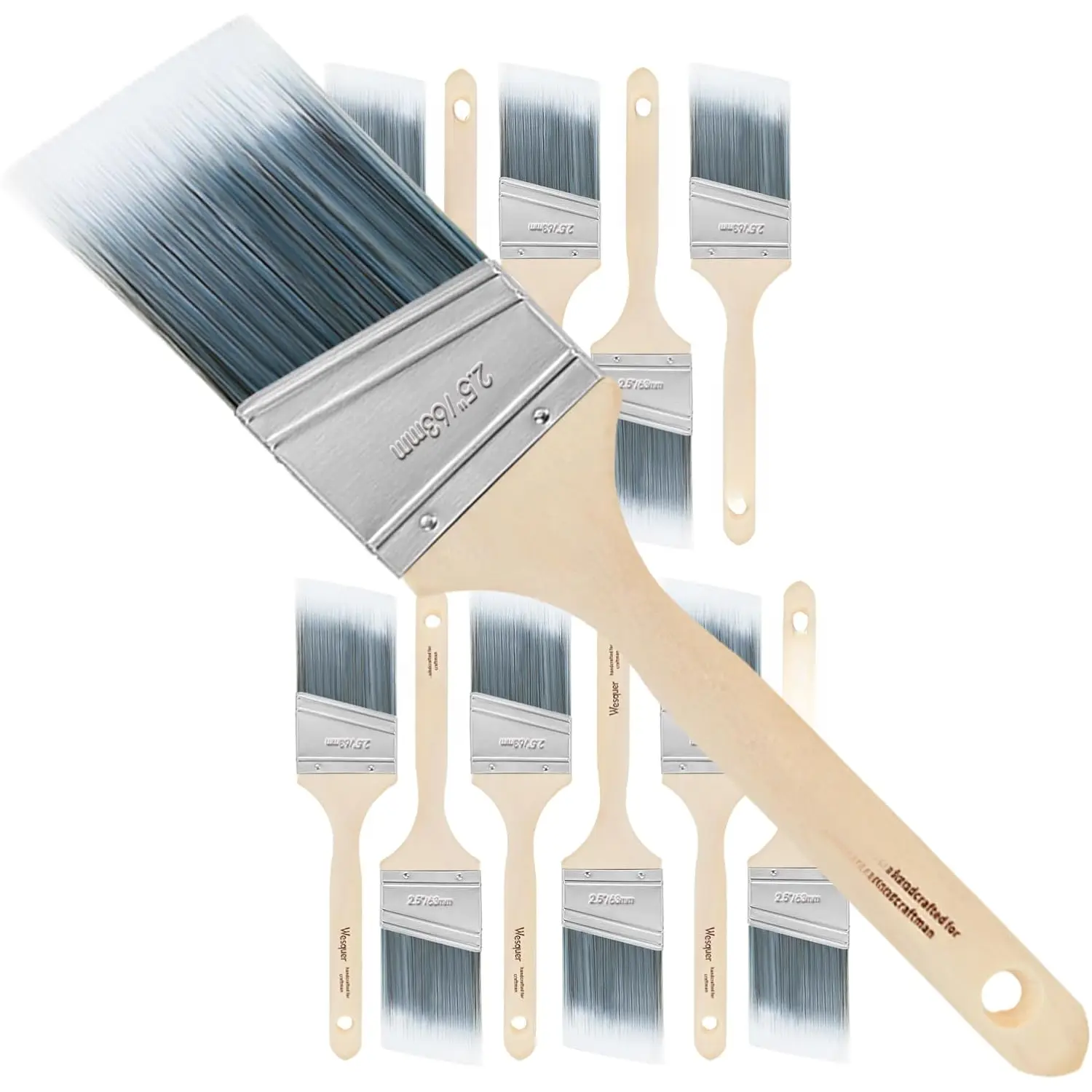 2.5 Inch  Brushes 12 Pack Angled  Brush Stain  Brush for Painting Wall Fence  Furniture Door Frame Cabinet Window Indoor and Outdoor Commercial  Brush