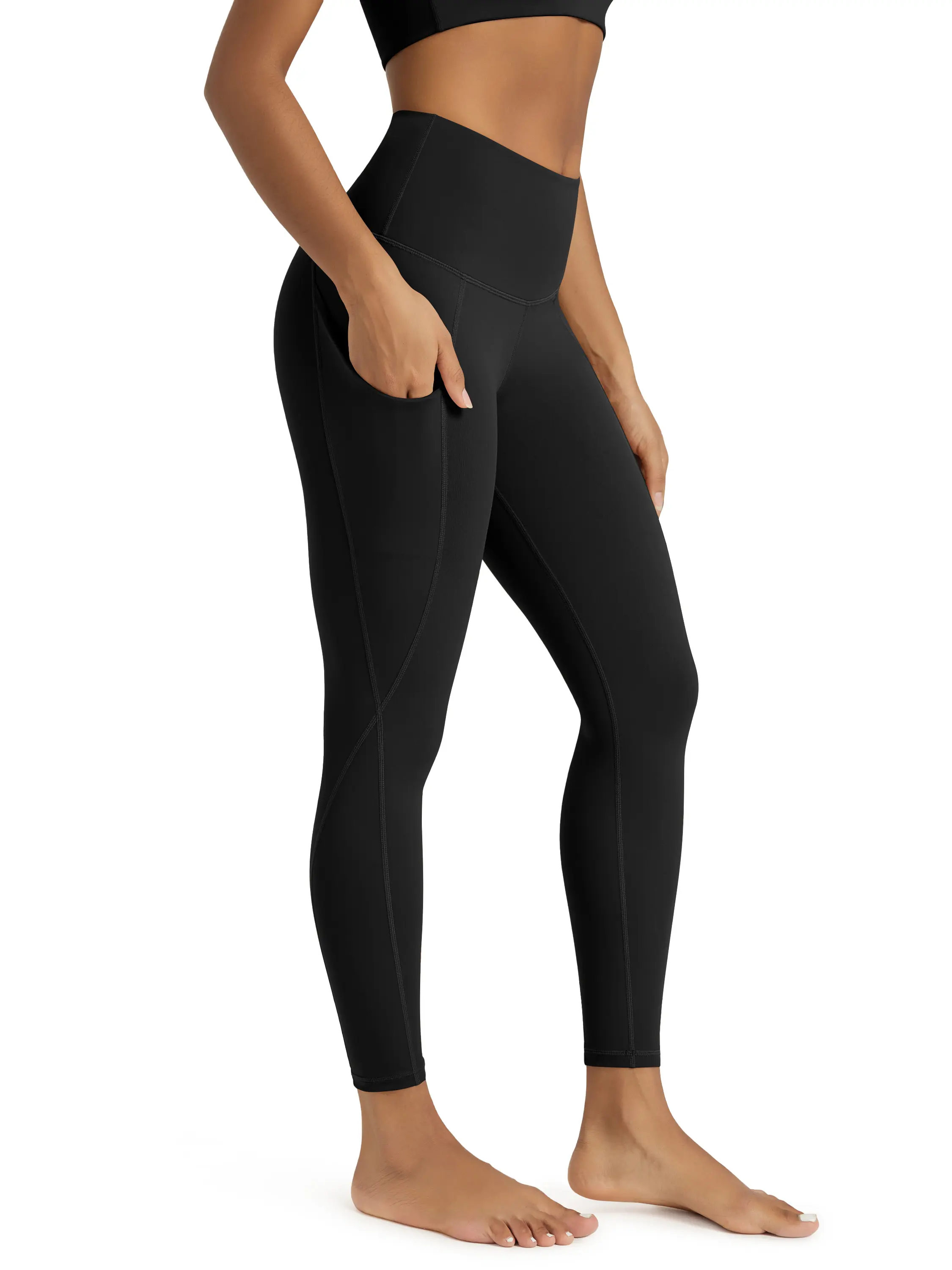 ODODOS Women's High Waisted Capri Leggings with Pockets, Tummy Control Non-See-Through High Stretch Gym Workout Pants, Gym Workout Leggings, High Stretch Leggings
