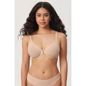 DELIMIRA Women's Cosnufy Plus Size Front Closure Bra Sheer Mesh Design Unlined Underwire for All Day Comfort